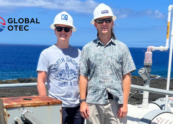 Dan Grech, Founder and CEO of Global OTEC, and Richard Argall, Technical Director at Makai Ocean Engineering, during a visit to their OTEC R&D facility at NELHA - Kona, Hawaii
